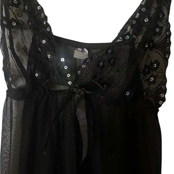 Black Sheer Lace Sexy Sweet Baby Doll Lingerie - Picture 2 of 2